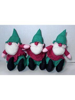 SOFT DREAMS Nylon Plush Lot of 3 Christmas Santa 6.5" Stuffed Toy
